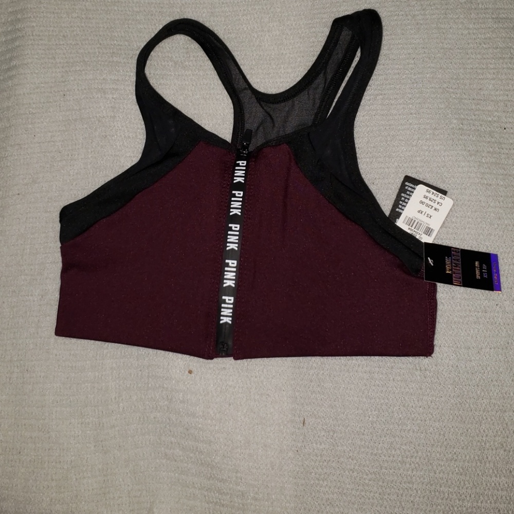 VS Pink Zip front racer back sports bra